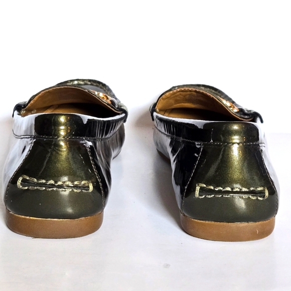 Coach metallic olive green slip on loafer size 6with gold hardware - Picture 3 of 9